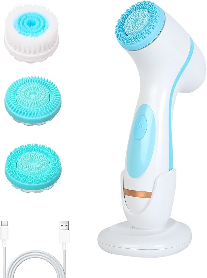 Facial Cleansing Brush, 3in1 Silicone Face Scrubber, Waterproof Facial Scrubber by WREWING