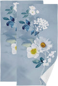 Blue White Floral Botanical Hand Towels by Unknown