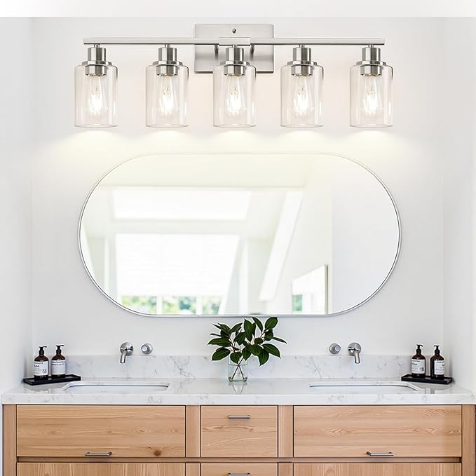 Indoi 5-Light Bathroom Light Fixtures, Brushed Nickel Bathroom Vanity Light - Image 5