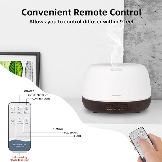 SEEDSEEL 300ML Essential Oil Diffuser, Small Aromatherapy Diffuser - Image 3