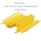 100 Pcs Orange Wood Nail Sticks Double Sided Multi Functional Cuticle Pusher - Image 2