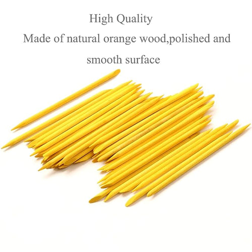 100 Pcs Orange Wood Nail Sticks Double Sided Multi Functional Cuticle Pusher - Image 2