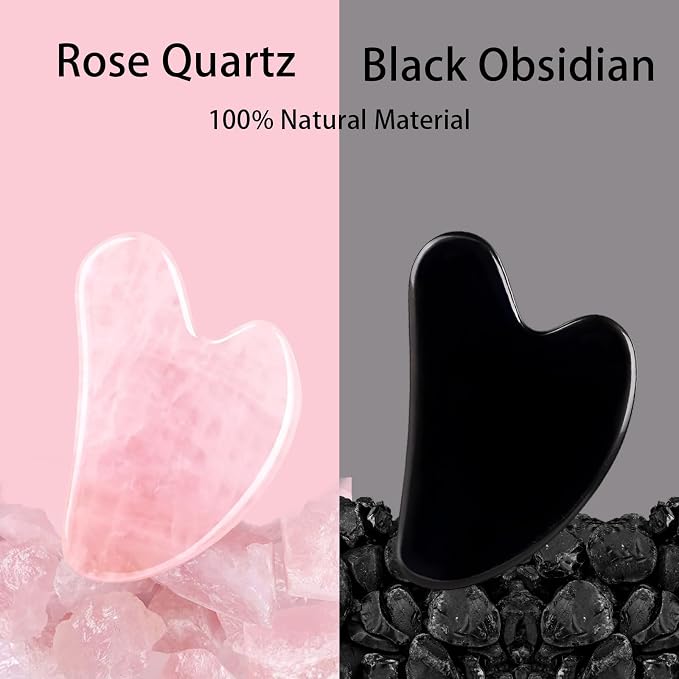 Gua Sha Facial Tools 2 Pack, Natural Jade Guasha Tool - Image 3