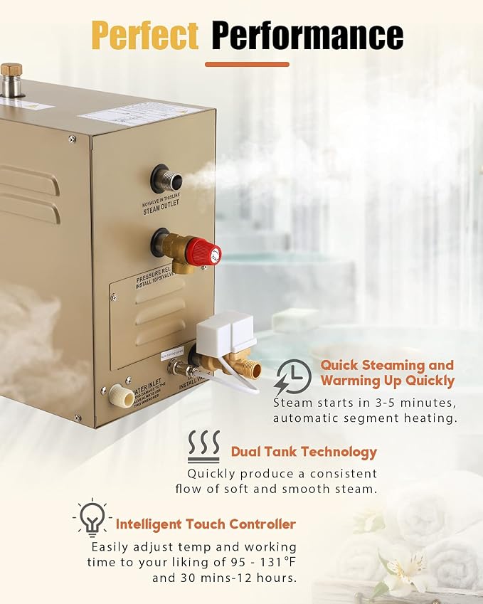 CGOLDENWALL 9KW Commercial Self-Draining Steam Generator Shower System Home - Image 2