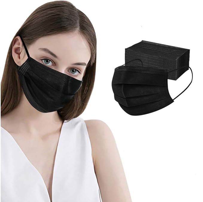 LEMENT 500pcs Disposable Black Mask, 3-Ply Face Masks by Lement