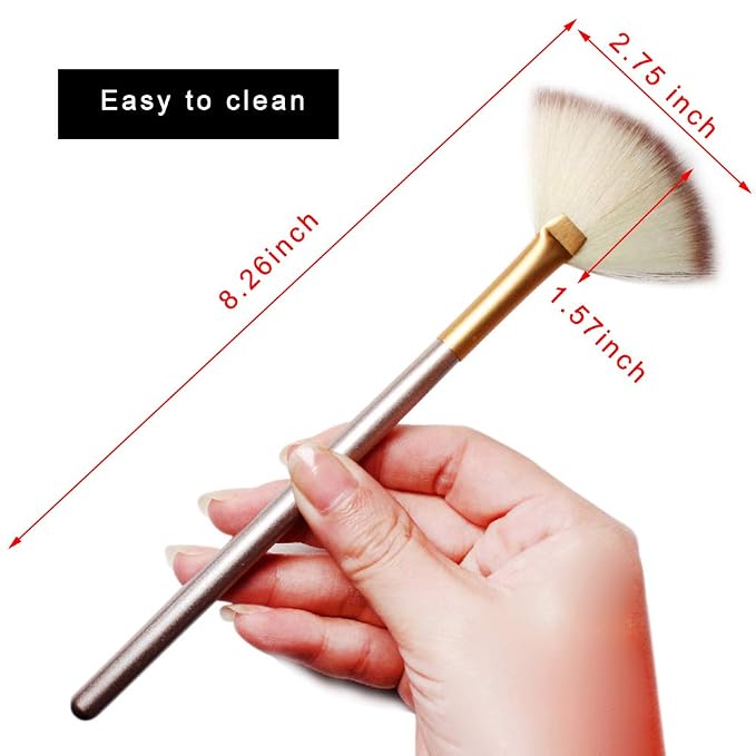 Slim Soft Facial Fan Brush, Makeup Cosmetic Multi Use, Mask Acid Applicator - Image 3