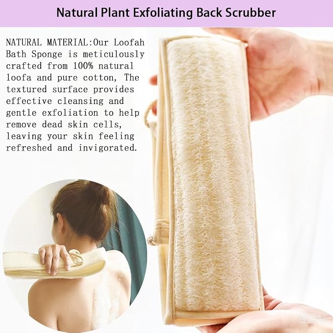 Extra-Long Natural loofah Back Scrubber, Long Back Scrubber - Image 5