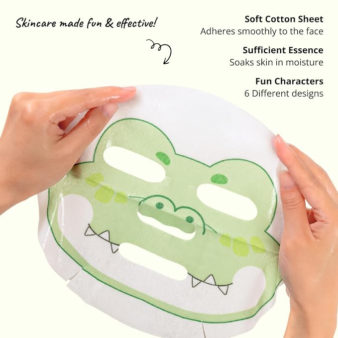 Epielle Character Face Mask Wild Kingdom 12 Pack, Fun & Effective Korean Skin - Image 4