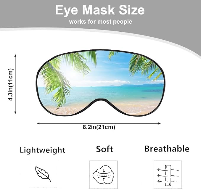 Tropical Beach Sleep Mask Eye Mask Palm Sand Sea Blue Sky Summer Sleep Mask - Image 2