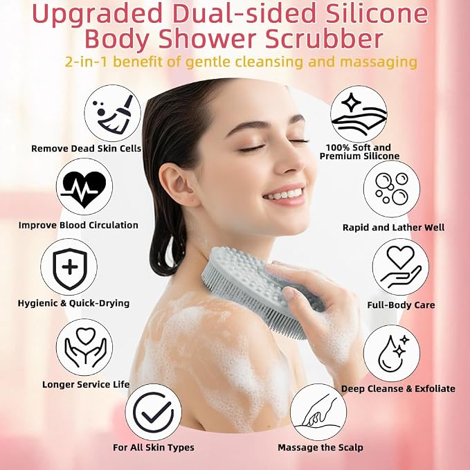 Silicone Body Scrubber 3 Pack Silicone Loofah Exfoliating Body Scrubber Soft - Image 2
