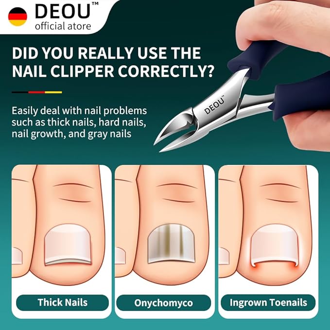 DEOU Professional Stainless Steel Podiatrist Nail Clippers, Heavy Duty Manicure - Image 2