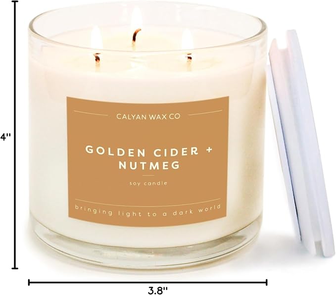 Calyan Wax Co. Golden Cider & Nutmeg 3 Wick Scented Candle - Image 10