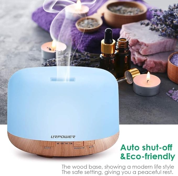 URPOWER 500ml Aromatherapy Essential Oil Diffuser Humidifier Room Decor Lighting - Image 5