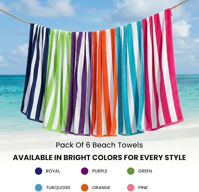 BolBom*S Beach Towels 6 Pack Large 30x60-100% Cotton Beach & Pool Towels Bulk - Image 8
