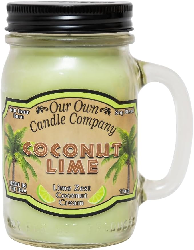 Our Own Candle Company, Coconut Lime Scented Mason Jar Candle, 100 Hour Burn by OurOwnCandleCompanycandles