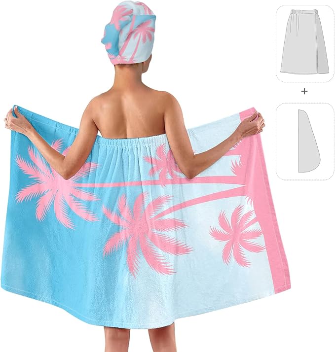 Palm Tree Towel Wrap for Women - Image 2