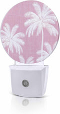 Night Lights Auto Sensor Tropical Palm Trees Night Light Peach Pink Linen by Home+L6