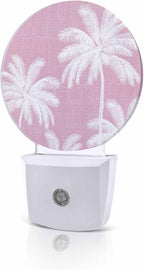 Night Lights Auto Sensor Tropical Palm Trees Night Light Peach Pink Linen by Home+L6