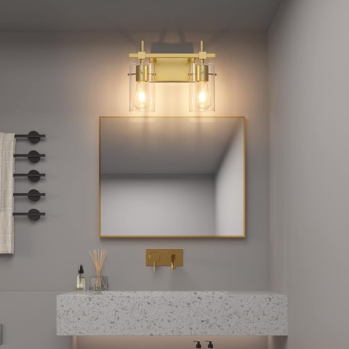 SOLFART Gold Bathroom Light Fixtures 2 Light Wall Light Fixtures Bathroom - Image 6