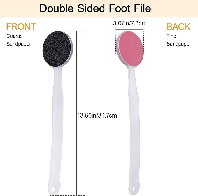 2Pcs Foot File Callus Remover 13.7" Long Handle, 2-in-1 Foot Scrubber - Image 6