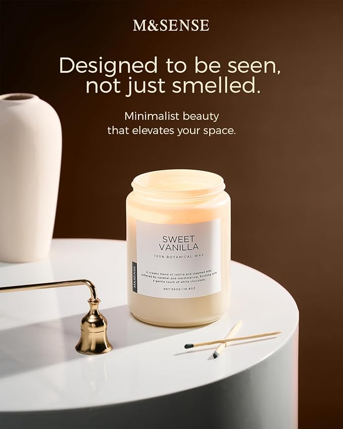 M&SENSE Vanilla Scented Candles, 19.4oz Large Natural Soy Wax, 110 Hours Long - Image 4