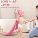 Yoofoss Hooded Baby Towels for Newborn 2 Pack 100% Muslin Organic Cotton Baby - Image 2