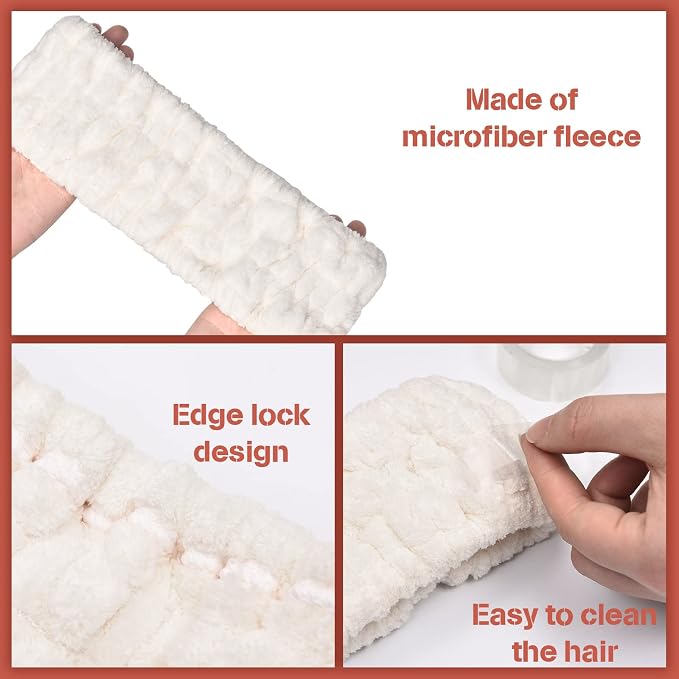 Chuangdi 3 Pieces Spa Headband for Women Facial Makeup Headband Soft Terry - Image 3