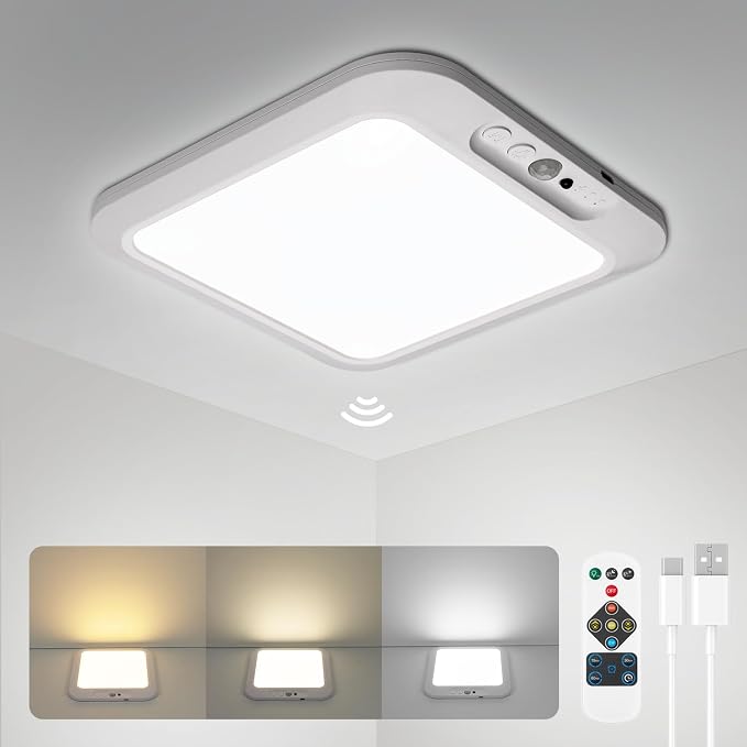 wowatt Rechargeable Battery Operated Ceiling Light, Motion Sensor Light Indoor by wowatt