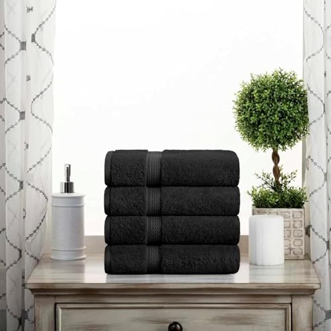 SUPERIOR Egyptian Cotton Pile Hand Towel Set of 4, Ultra Soft Luxury Towels - Image 2