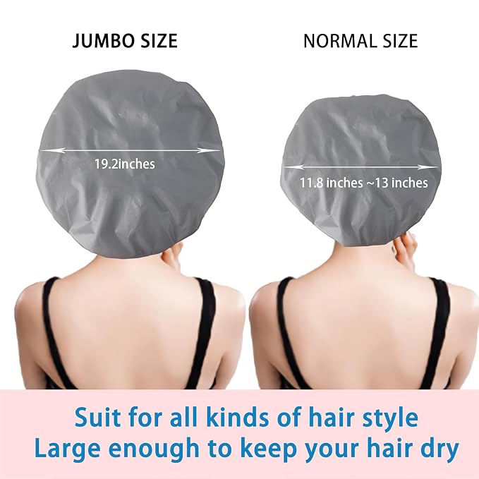 Jumbo Size Shower Cap 2 PCS Waterproof Shower Caps - Image 9