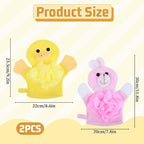JIEYAO 2 Pcs Bath Mitt Washcloths Gloves, Cute Cartoon Exfoliating Glove Body - Image 3