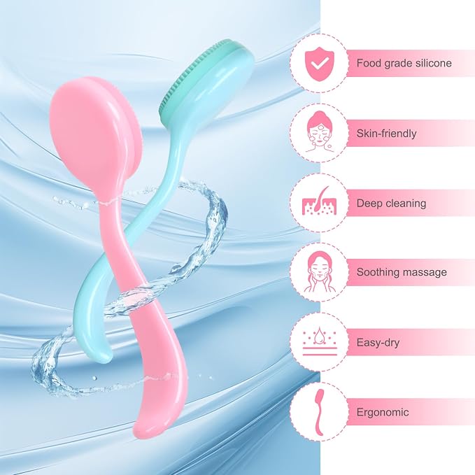 Silicone Manual Facial Cleansing Brush, NADUSEP 2 Pack Skin Friendly Soft - Image 5