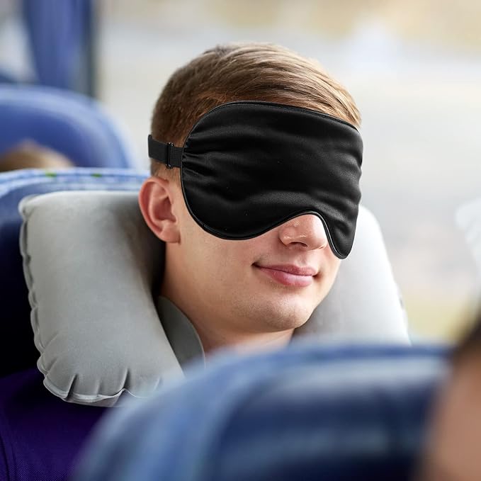 6 Pieces Natural Silk Sleep Mask Soft Eye Mask Adjustable Strap Blindfold - Image 6