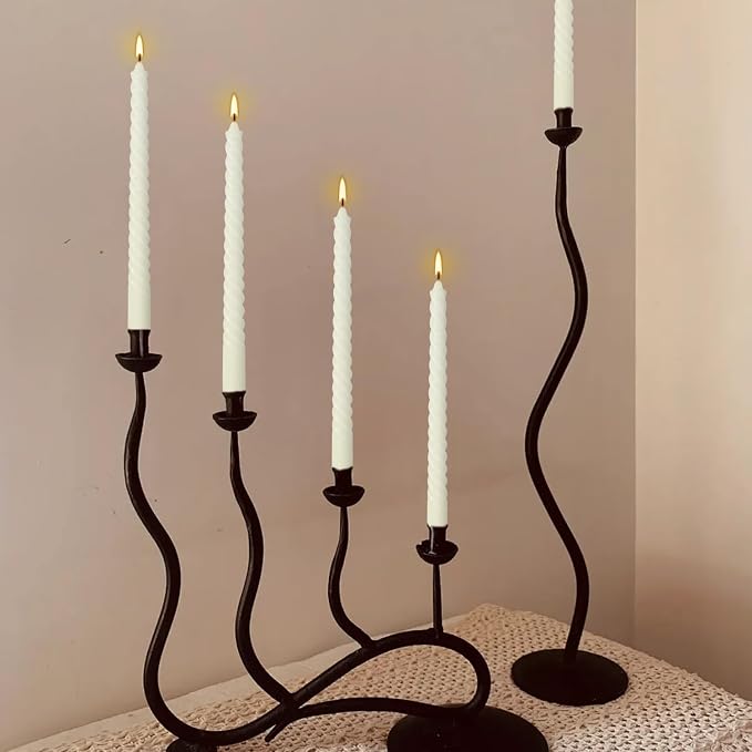 WPONSZU 10 Inch Ivory Spiral Taper Candle Set of 12 Pack Unscented Dripless - Image 5