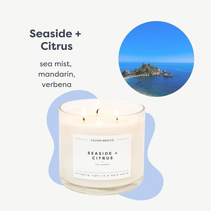 Calyan Wax Co. Seaside & Citrus 3 Wick Scented Candle - Image 2