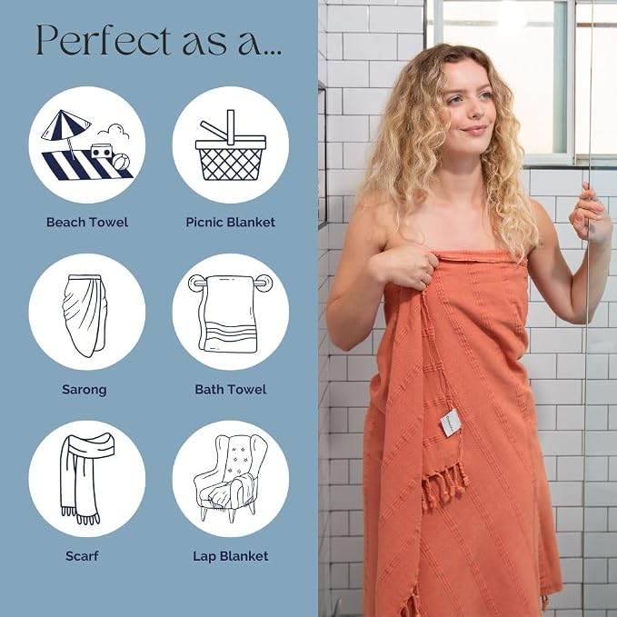 InfuseZen Stonewashed Turkish Bath & Beach Towel –100% Organic Turkish Cotton - Image 5
