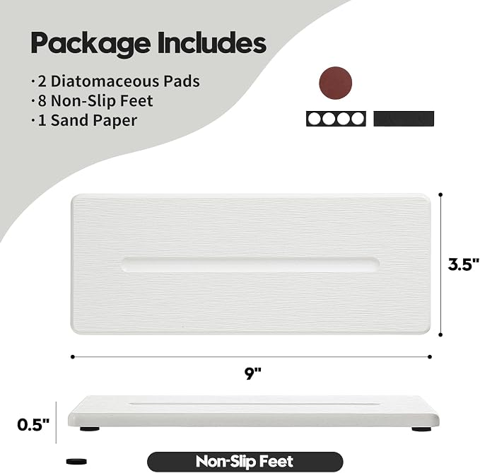 2 Pack Diatomite Stone Sink Tray, Water Absorbing Mat - Image 3