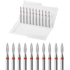 10pcs Diamond Flame Cuticle Drill Bits Set, Professional Cuticle Nail Drill Bits by ERUIKA