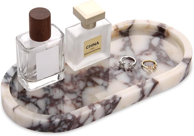Natural Marble Tray Oval, Bathroom Vanity Tray by Unknown
