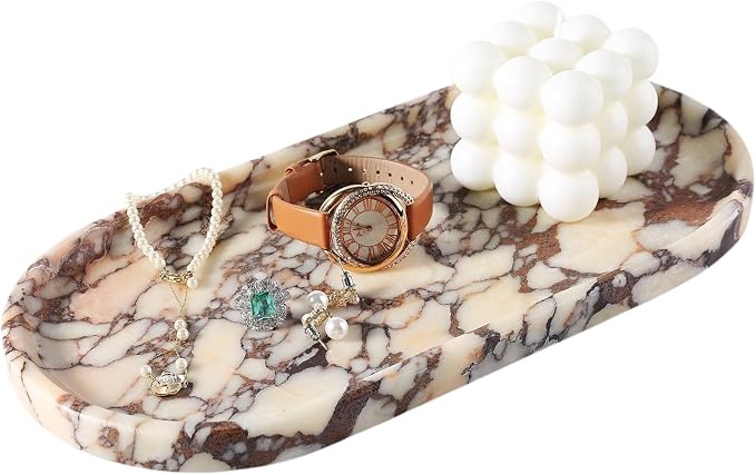 Koville Natural Decorative Marble Bathroom Tray, Stone Perfume Trays Jewelry by Koville