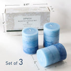 3x4 inch Blue Pillar Candles for Home Scented 3 Pack Lilac Garden Scented - Image 3