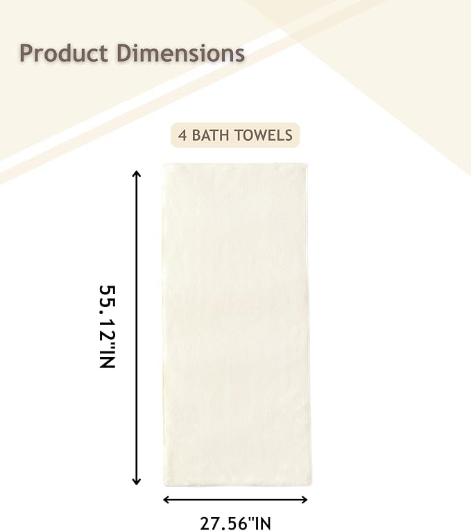 sakano 4-Piece Bath Towel Set, Quick-Dry Absorbent Lint Free & Launder Soft - Image 2