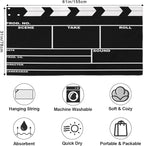 Black Movie Clapboard Beach Towel Oversized Quick Dry Beach Blanket Microfiber - Image 2