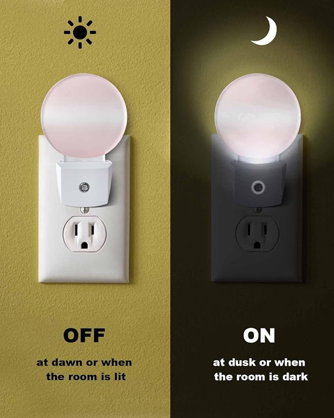 Night Lights Auto Sensor Pink Ombre Night Light Solid Color Round Lamp Plug-in - Image 6