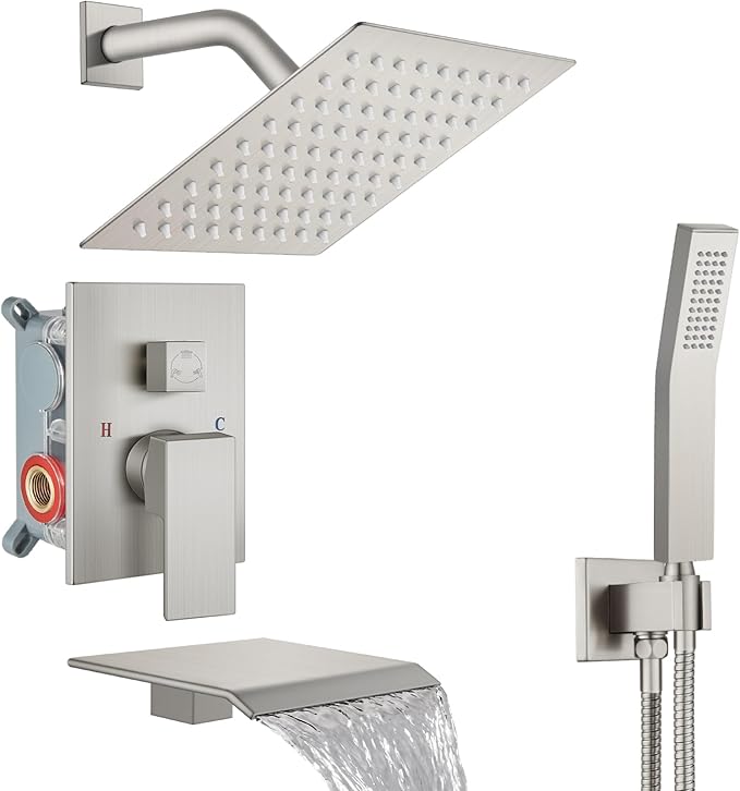 Midanya Shower System with Tub Spout, Bathtub Shower Faucet Set with Square by Midanya