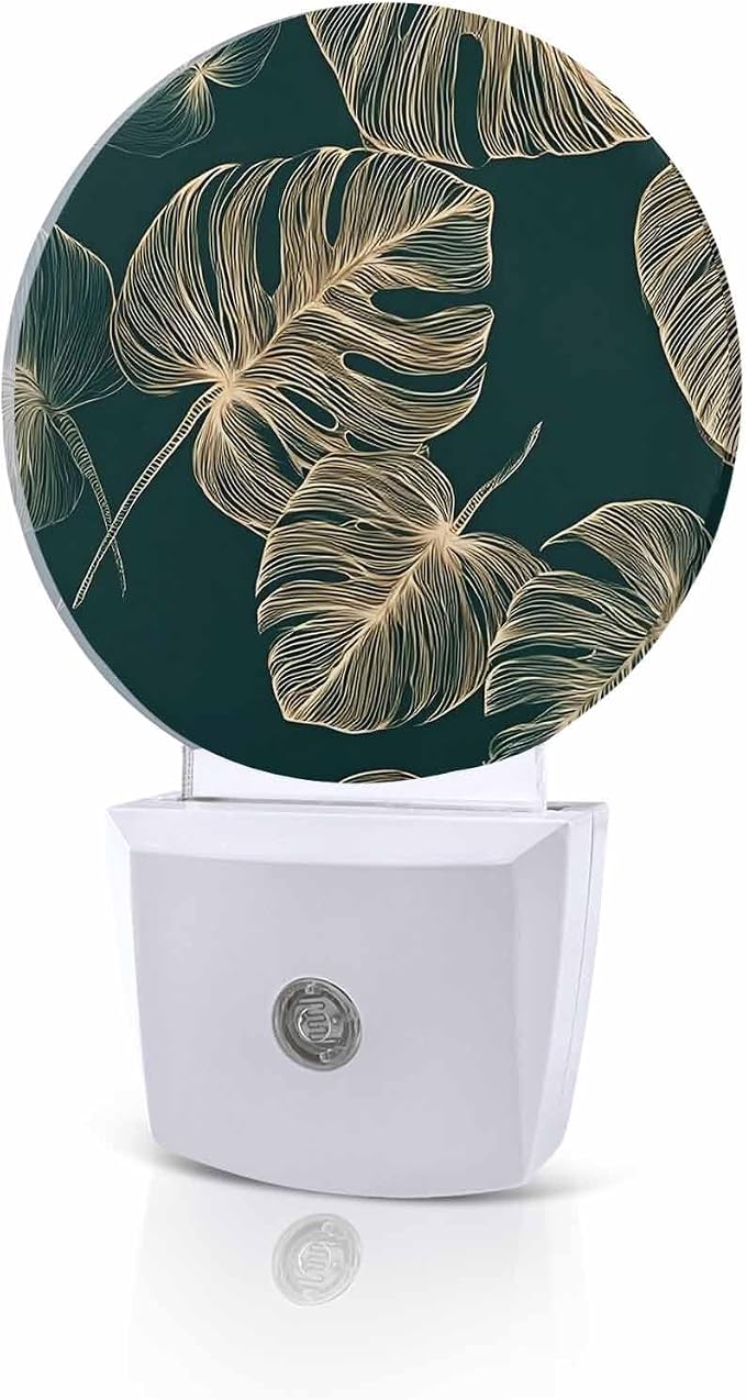 Night Lights Auto Sensor Golden Palm Leaves Night Light Summer Tropical by Home+L6