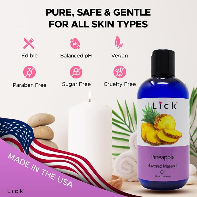 Lick Pineapple Passion Flavored Massage Oil – Sweet, Body Safe - Image 8