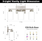 FonmYim Brushed Nickel Bathroom Light Fixtures, 3-Light Modern Vanity Light - Image 2