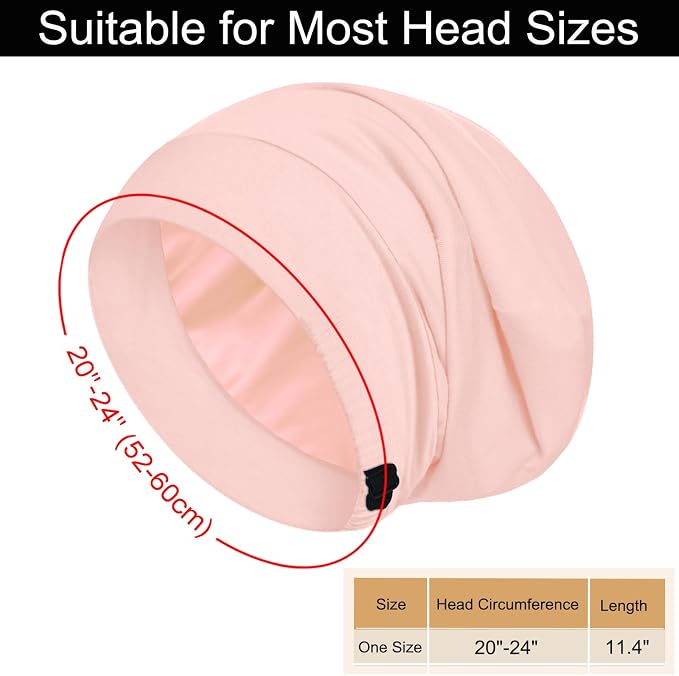 Sleep Cap Bonnet for Sleeping, Adjustable Cooling Ice Silk Lined Hair Bonnets - Image 5
