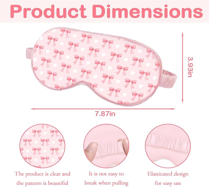 Pink Bow Sleep Mask for Women, Night Masks for Sleeping for Women, Double Layer - Image 2